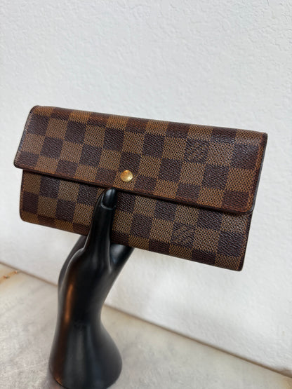 Pre-owned Authentic Louis Vuitton Portefeuille Sarah Damier Ebene Long Wallet