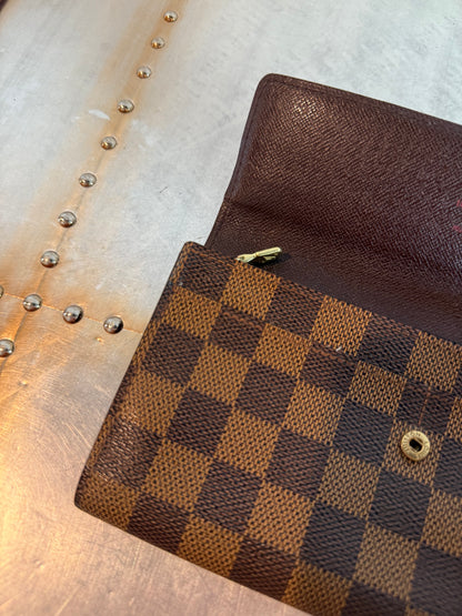 Pre-owned Authentic Louis Vuitton Pochette Monnaie Damier Ebene Long Wallet