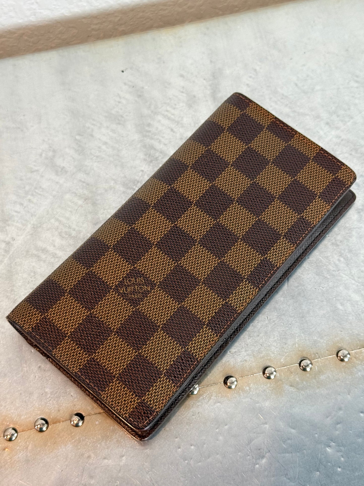 Pre-owned Authentic Louis Vuitton Portefeuille Brazza Damier Ebene Wallet