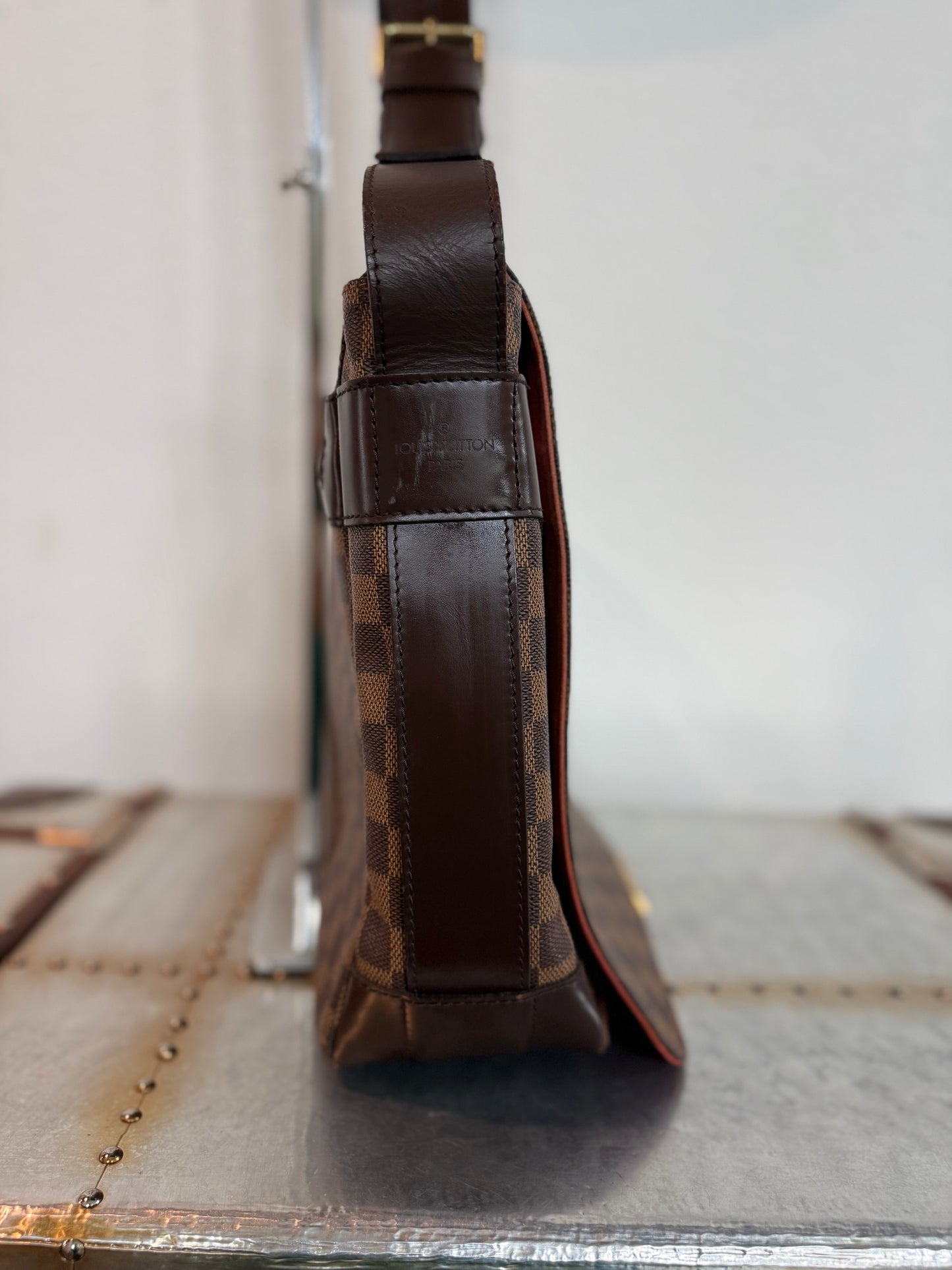 Pre-owned Authentic Bastille Damier Ebene Crossbody Bag