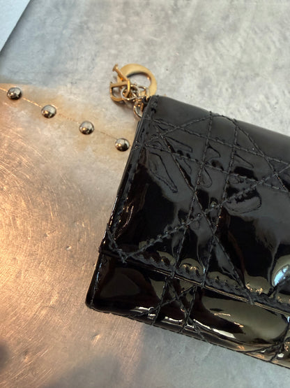 Pre-owned Vintage Christian Dior Patent Cannage Compact Wallet