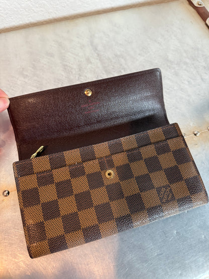 Pre-owned Authentic Louis Vuitton Pochette Monnaie Damier Ebene Long Wallet