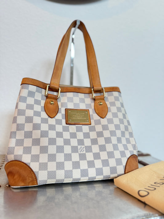 Pre-owned Louis Vuitton Hampstead PM Damier Azur Tote / Shoulder Bag