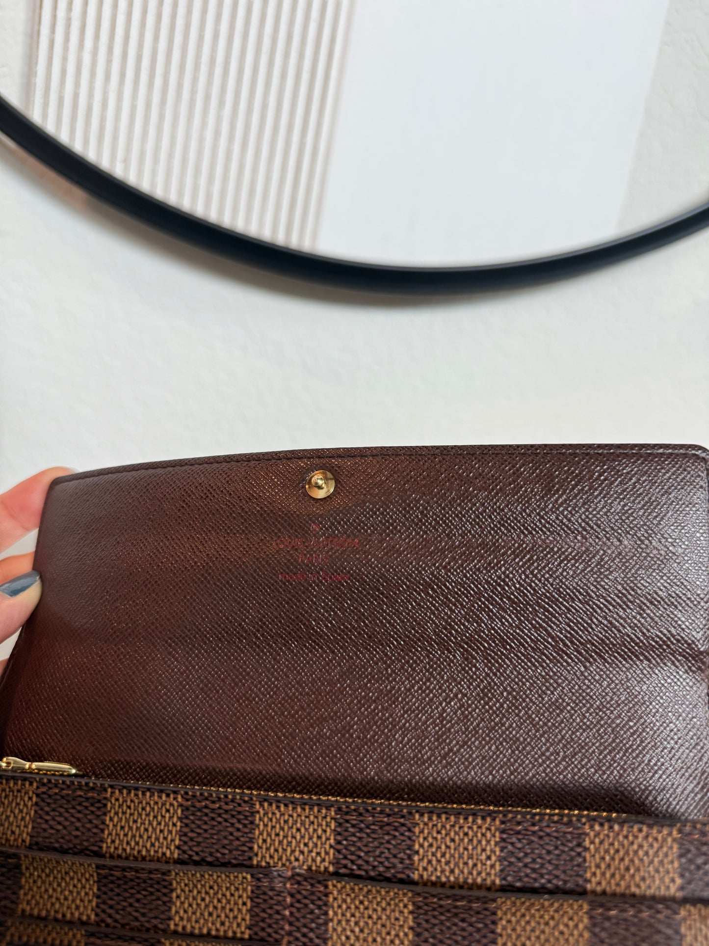 Pre-owned Authentic Louis Vuitton Portefeuille Sarah Damier Ebene Long Wallet