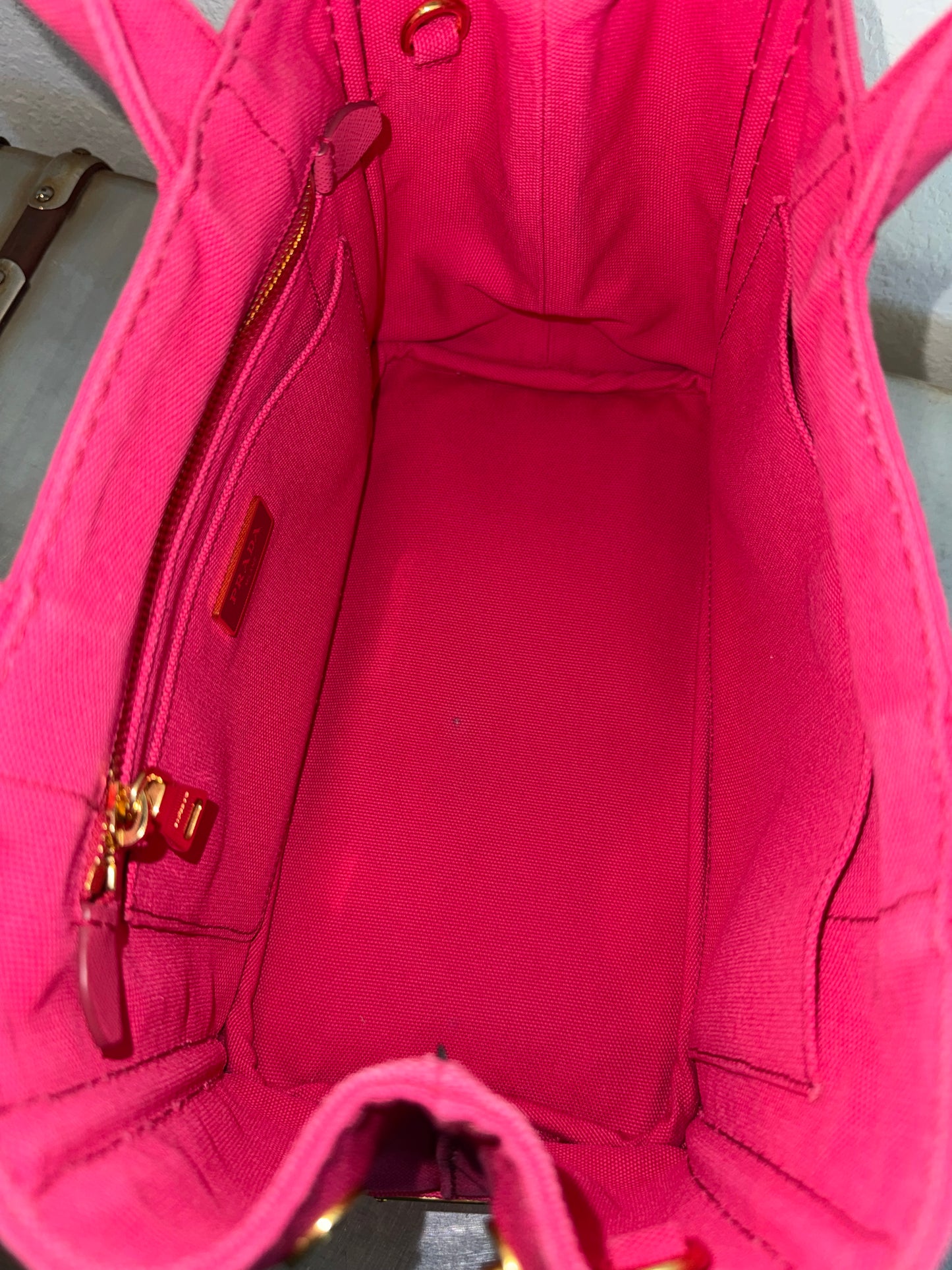 Pre-owned Authentic Prada Canapa Canvas Tote Bag