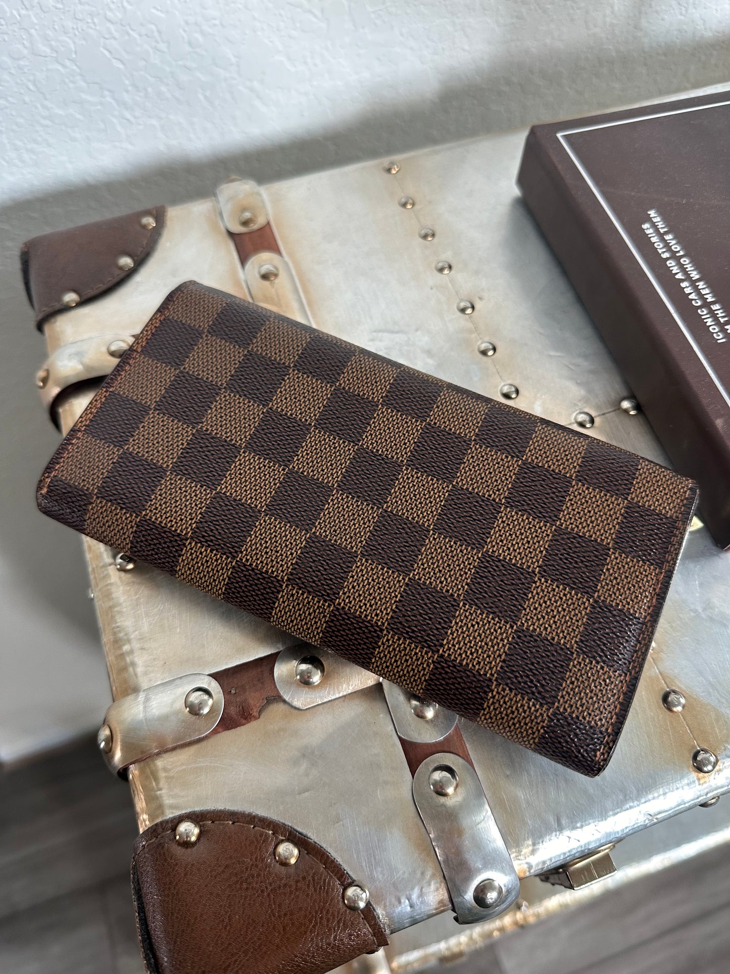 Pre-owned Authentic Louis Vuitton Portefeuille Sarah Damier Ebene Long Wallet