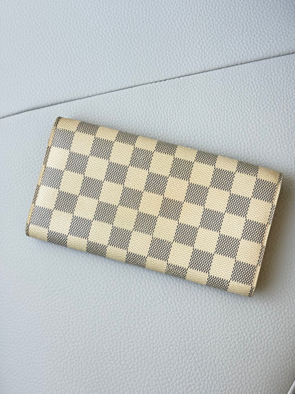 Pre-owned Authentic Louis Vuitton Portefeuille Sarah Damier Azur Long Wallet