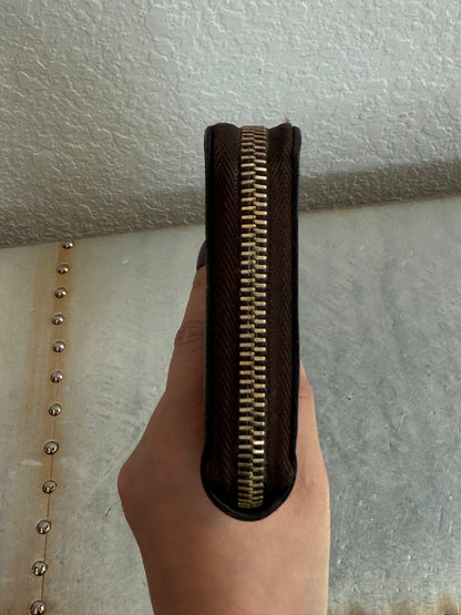 Pre-owned Authentic Louis Vuitton Zippy Damier Ebene Long Wallet