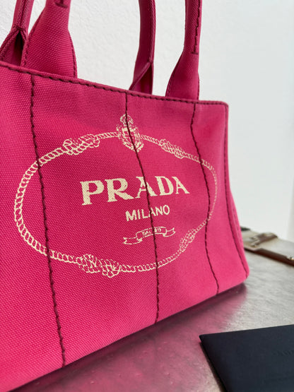 Pre-owned Authentic Prada Canapa Canvas Tote Bag