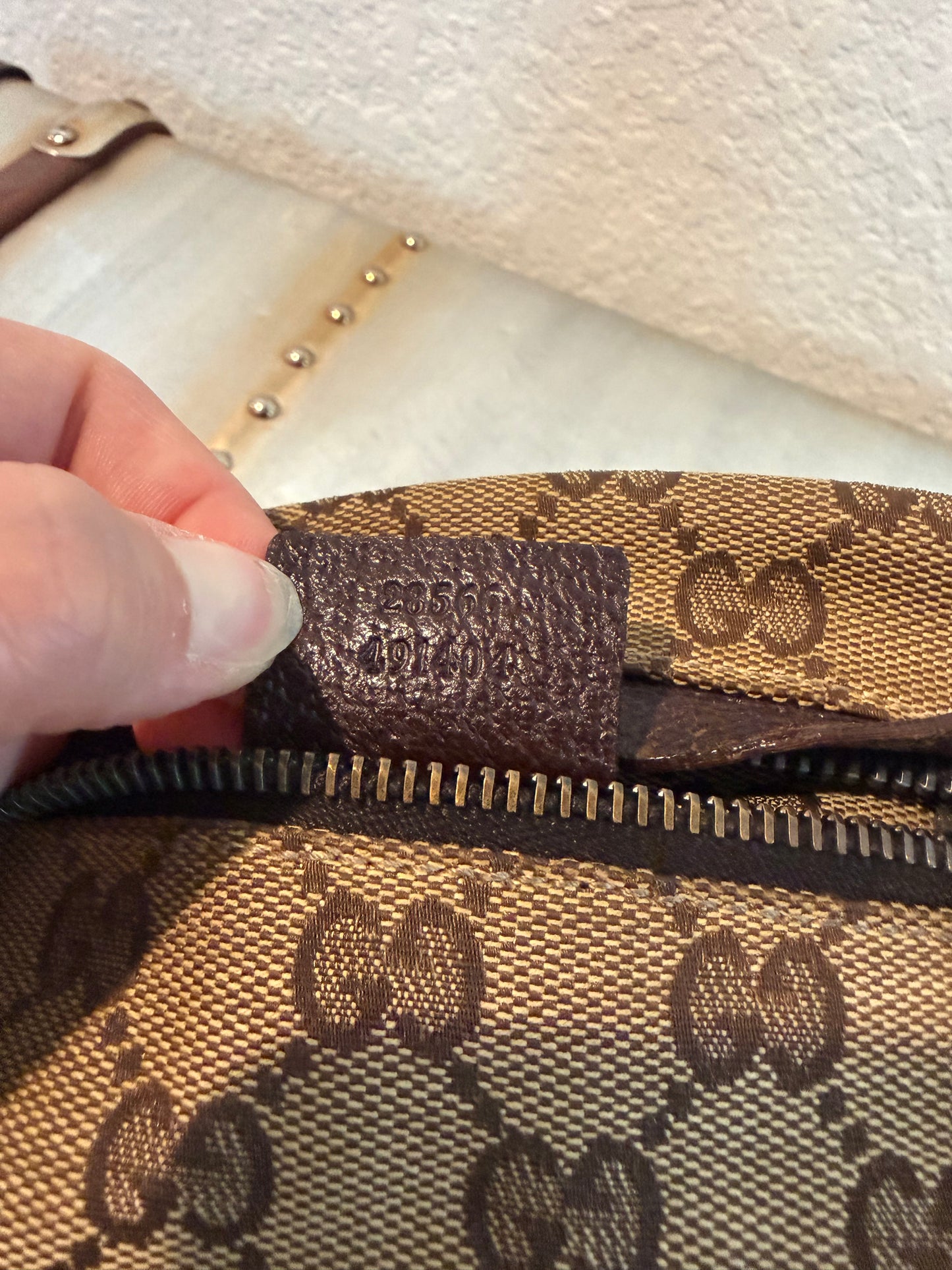Pre-owned Authentic Gucci Vintage Double Belt GG Canvas Bag