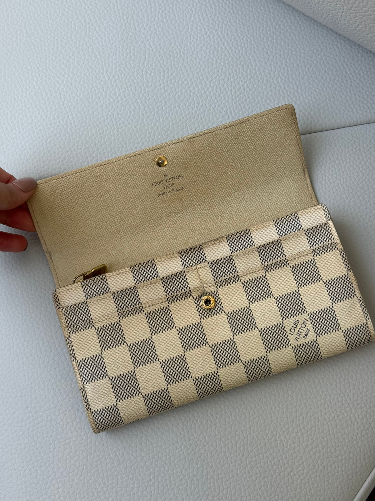 Pre-owned Authentic Louis Vuitton Portefeuille Sarah Damier Azur Long Wallet