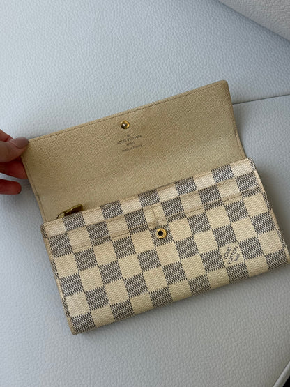 Pre-owned Authentic Louis Vuitton Portefeuille Sarah Damier Azur Long Wallet