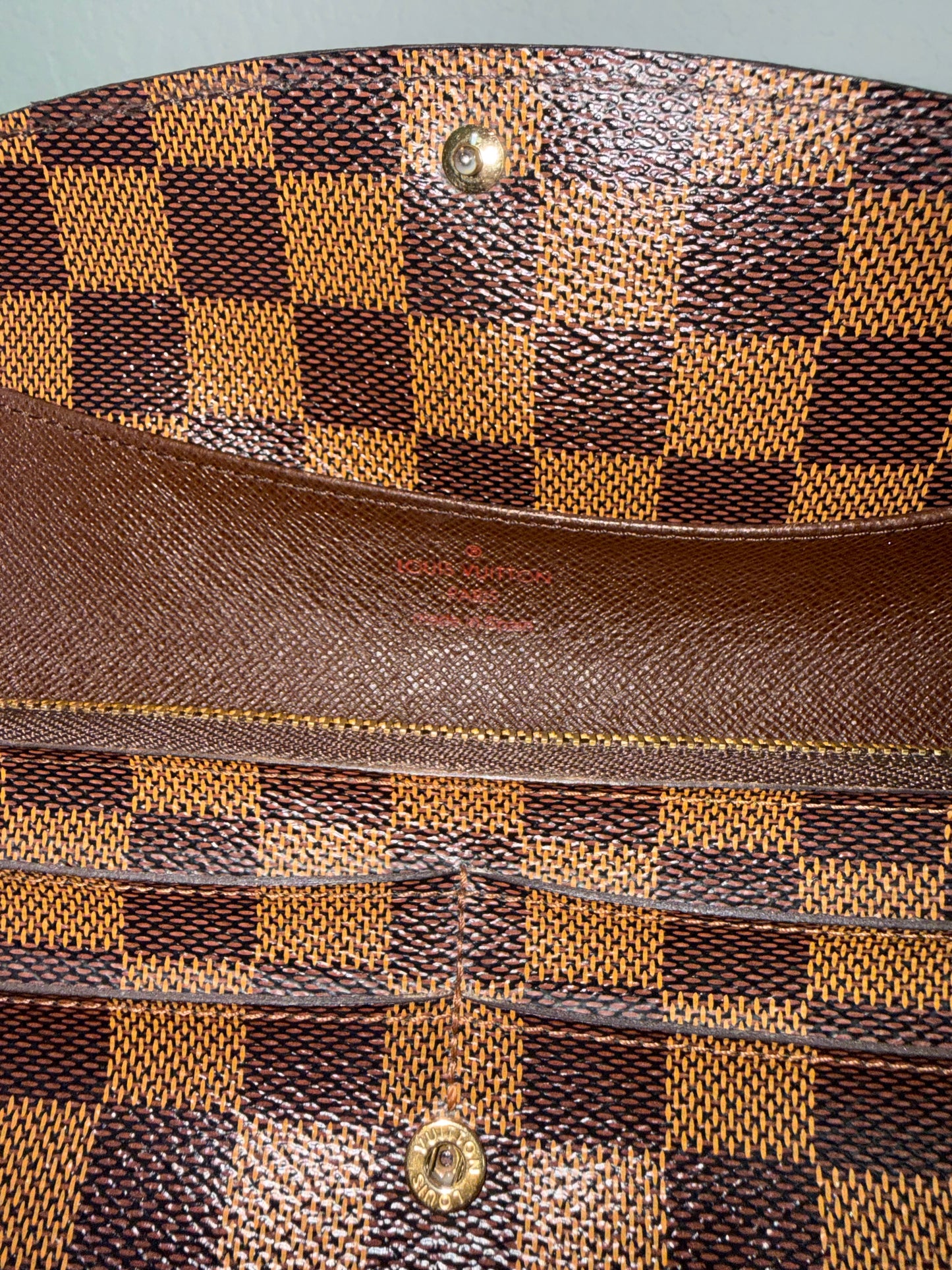 Pre-owned Authentic Louis Vuitton Portefeuille Emilie Damier Ebene Long Wallet