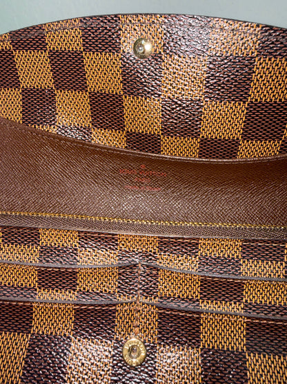 Pre-owned Authentic Louis Vuitton Portefeuille Emilie Damier Ebene Long Wallet