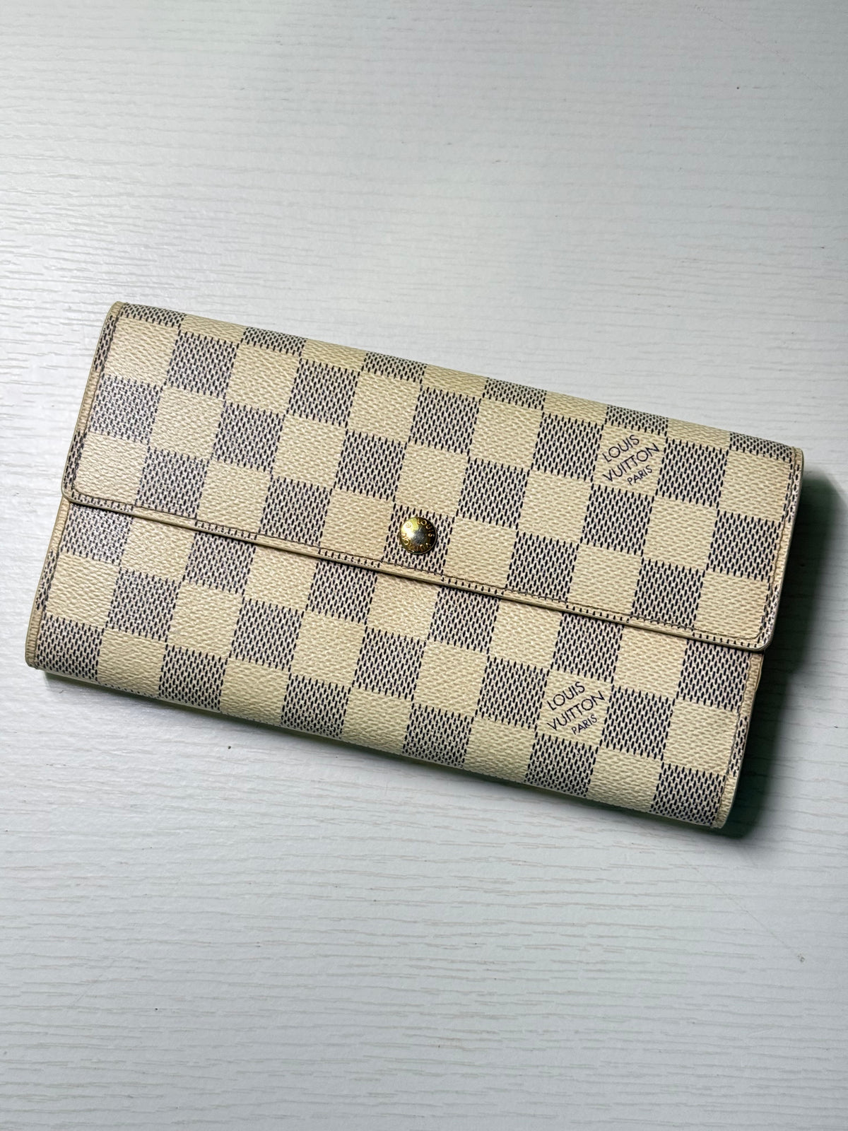 Pre-owned Authentic Louis Vuitton Portefeuille Sarah Damier Azur Long Wallet