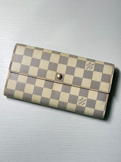 Pre-owned Authentic Louis Vuitton Portefeuille Sarah Damier Azur Long Wallet