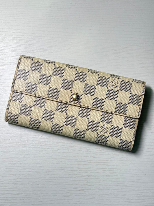 Pre-owned Authentic Louis Vuitton Portefeuille Sarah Damier Azur Long Wallet