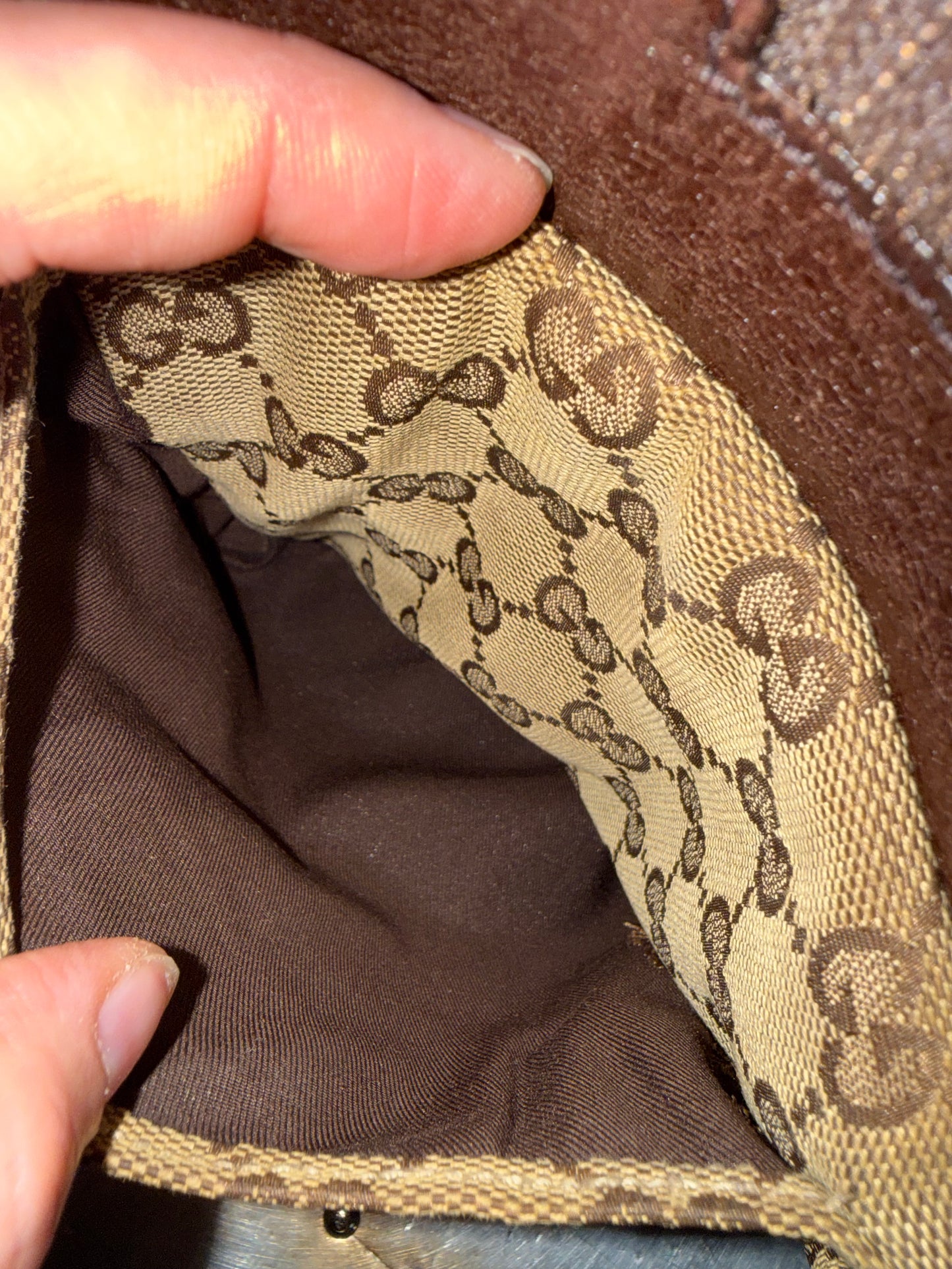 Pre-owned Authentic Gucci Vintage Double Belt GG Canvas Bag