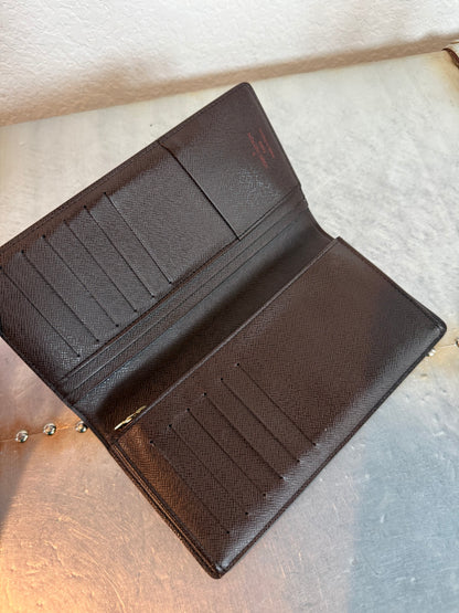 Pre-owned Authentic Louis Vuitton Portefeuille Brazza Damier Ebene Wallet