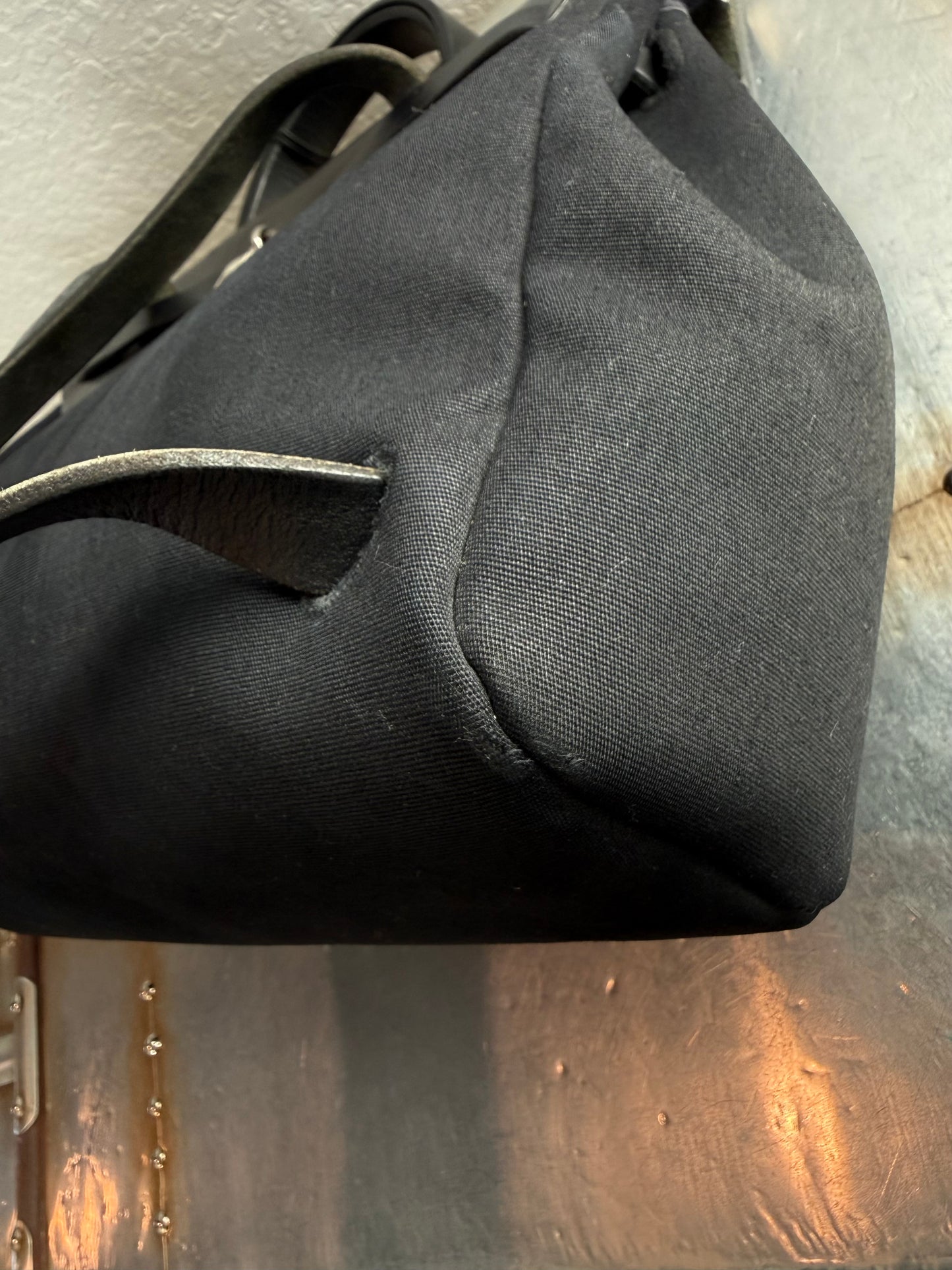 Pre-owned Authentic Hermes Herbag MM Backpack Black Toile Bag