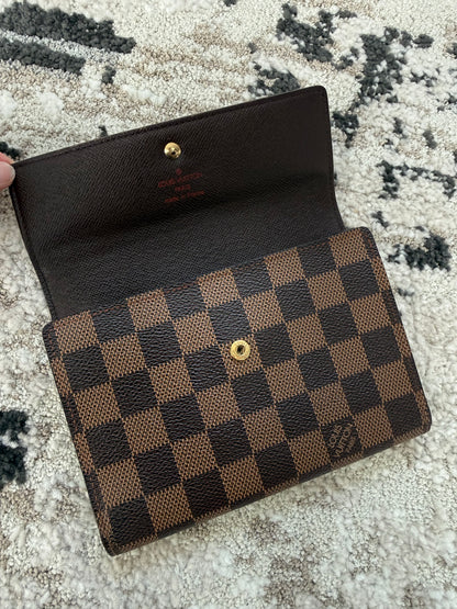 Pre-owned Authentic Louis Vuitton Porte Tresor Etui Papier Damier Ebene Trifold Wallet
