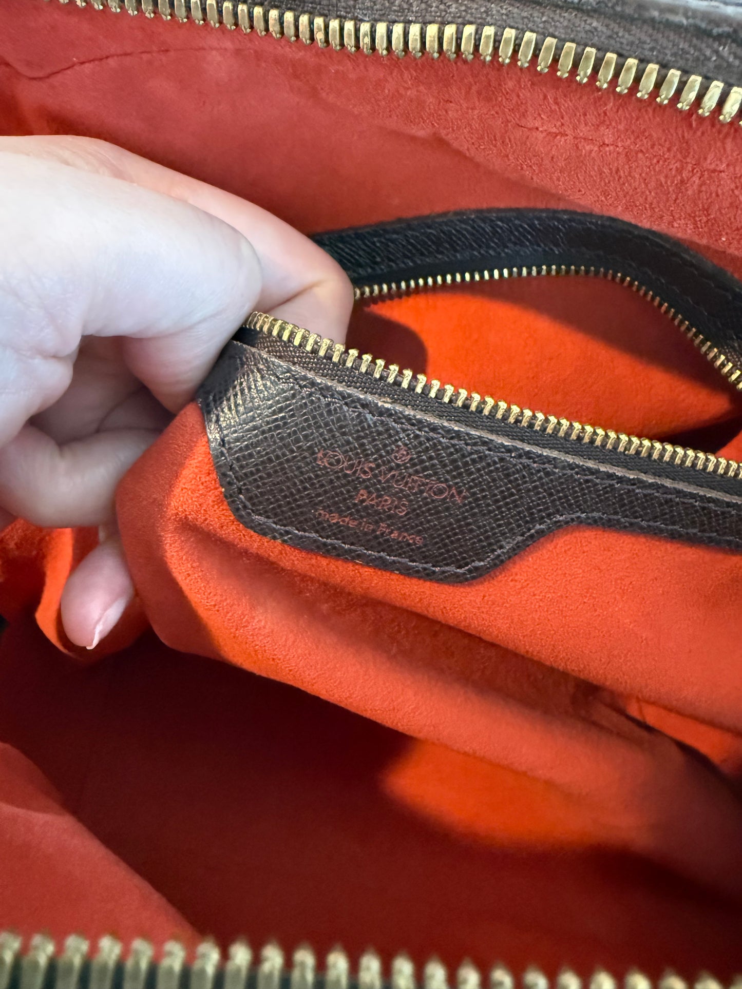 Pre-owned Authentic Louis Vuitton Brera Damier Ebene Handbag