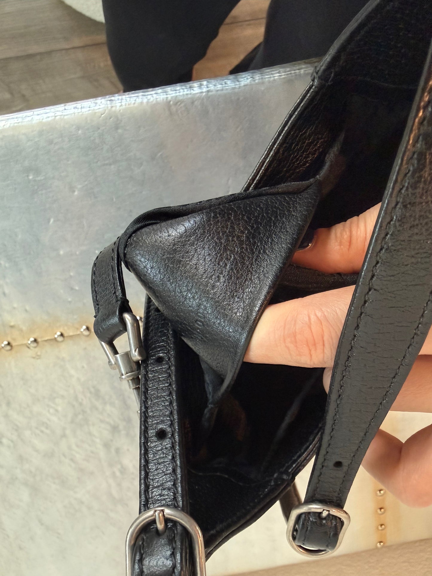 Balenciaga X Gucci 
 BB Monogram Calfskin Web Mini Jackie 1961 Hobo Black Bag