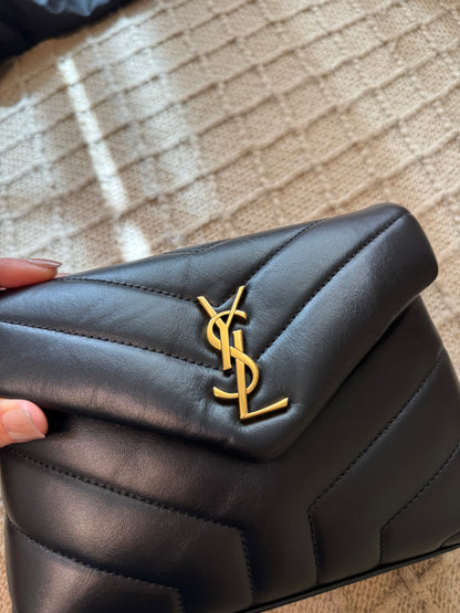 SAINT LAURENT
Calfskin Y Quilted Monogram Toy Loulou Black Crossbody Bag