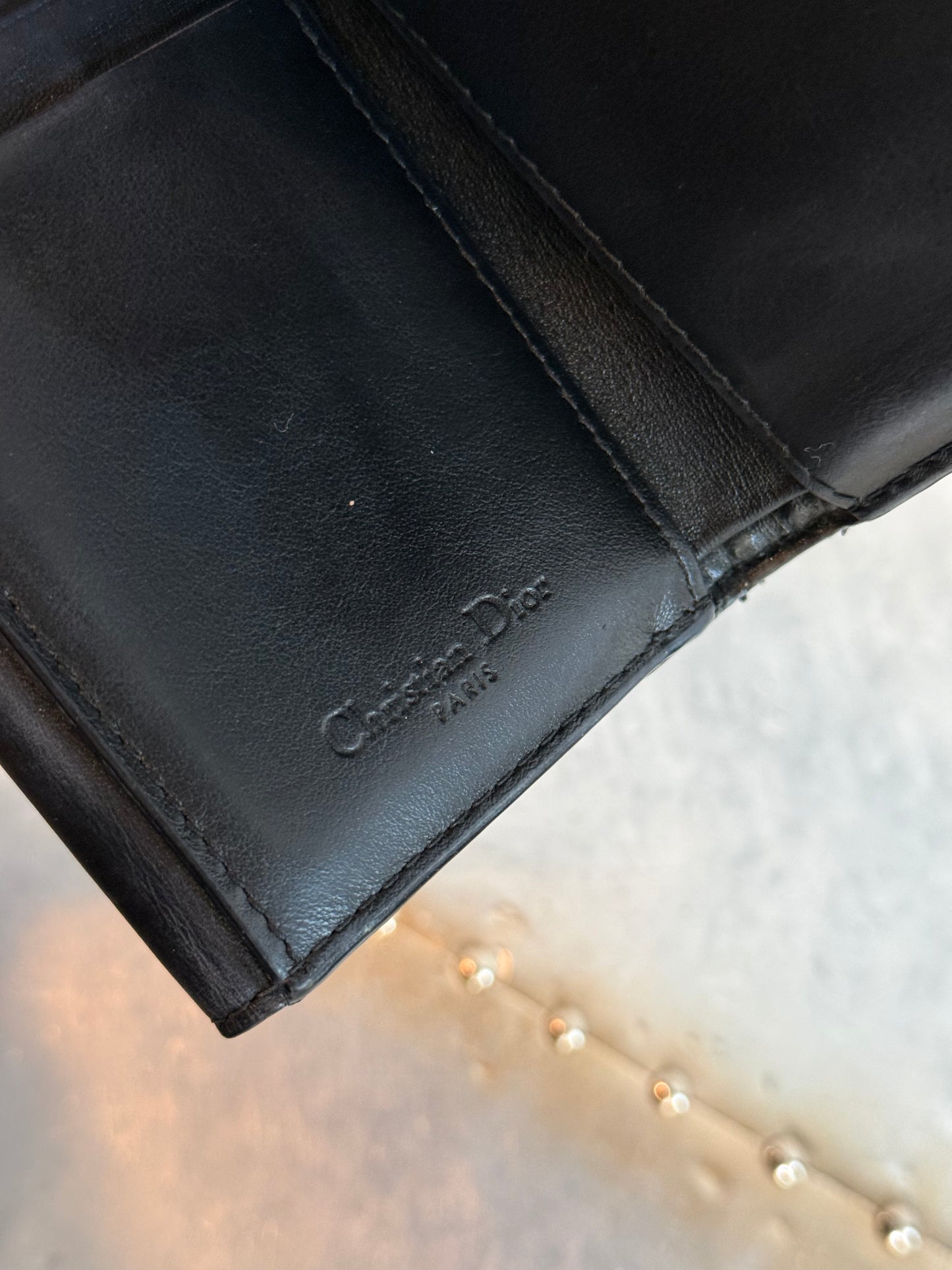 Pre-owned Vintage Christian Dior Patent Cannage Compact Wallet