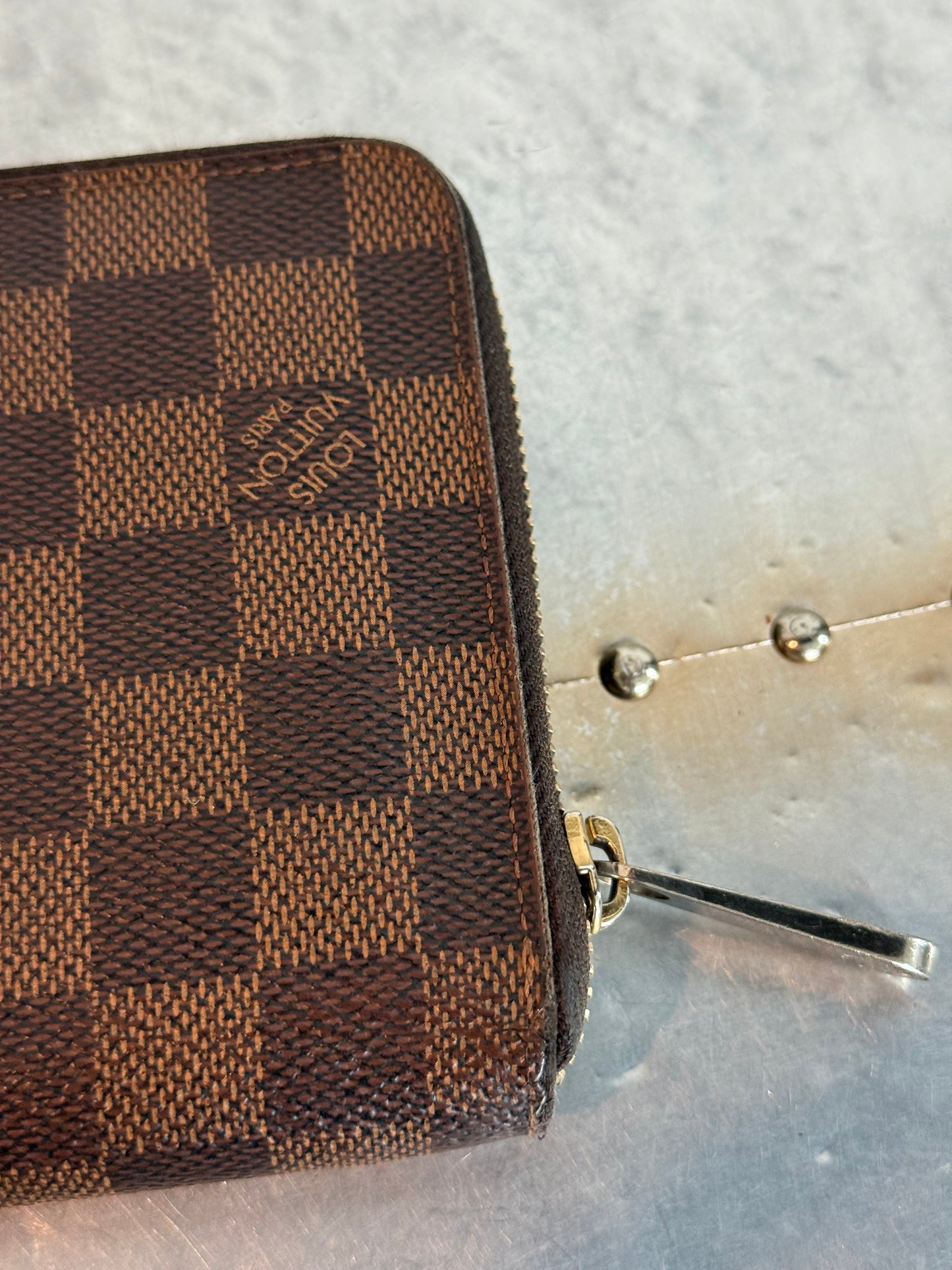Pre-owned Authentic Louis Vuitton Damier Ebene Zippy Organizer Long Wallet