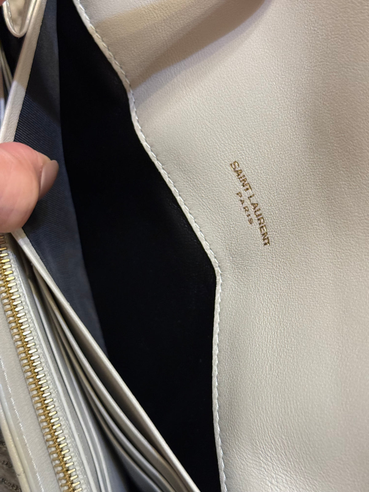YSL Saint Laurent white leather wallet