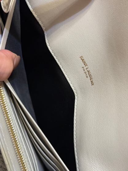 YSL Saint Laurent white leather wallet