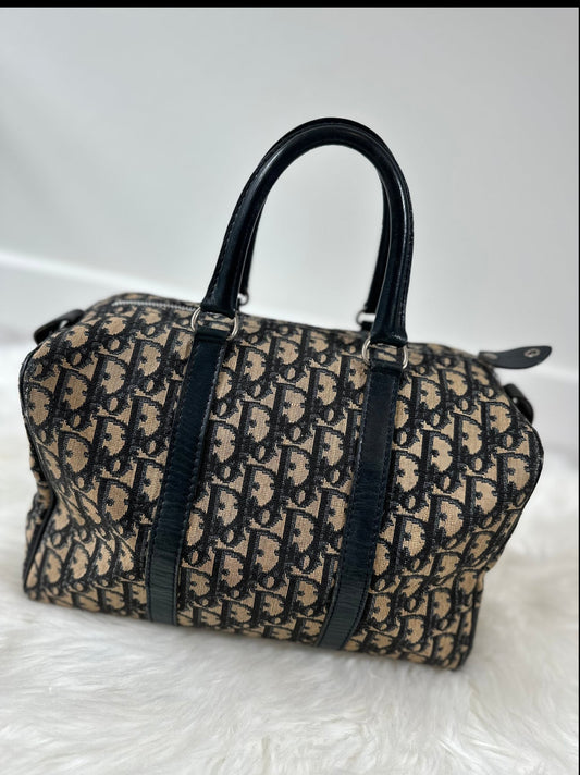 Pre-owned Authentic Christian Dior Trotter Boston Monogram Duffle / Handbag