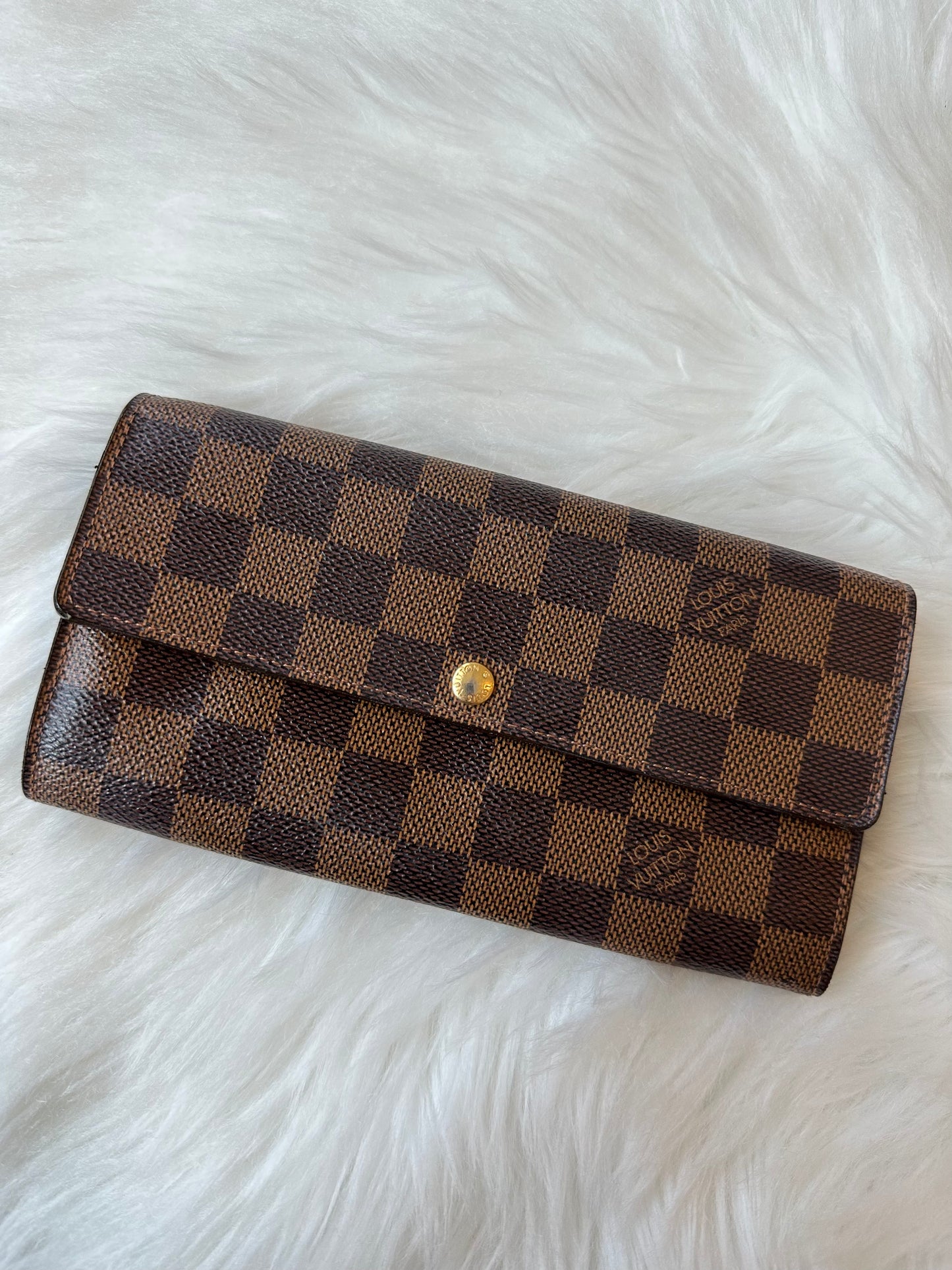 Pre-owned Authentic Louis Vuitton Portefeuille Sarah Damier Ebene Long Wallet