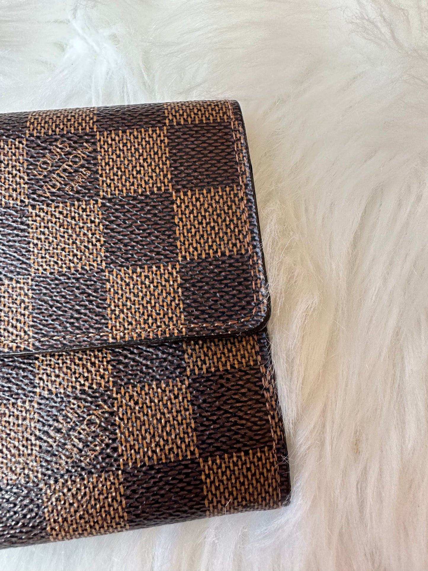 Pre-owned Authentic Louis Vuitton Portefeuille Sarah Damier Ebene Long Wallet