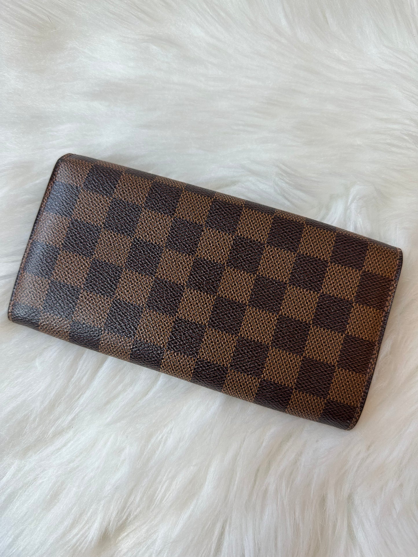 Pre-owned Authentic Louis Vuitton Portefeuille Sarah Damier Ebene Long Wallet