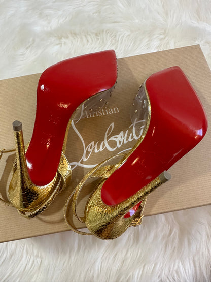 Pre-owned Authentic Christian Louboutin Spikaqueen Crystal Ankle-Strap Red Sole Pumps Shoes / Heels