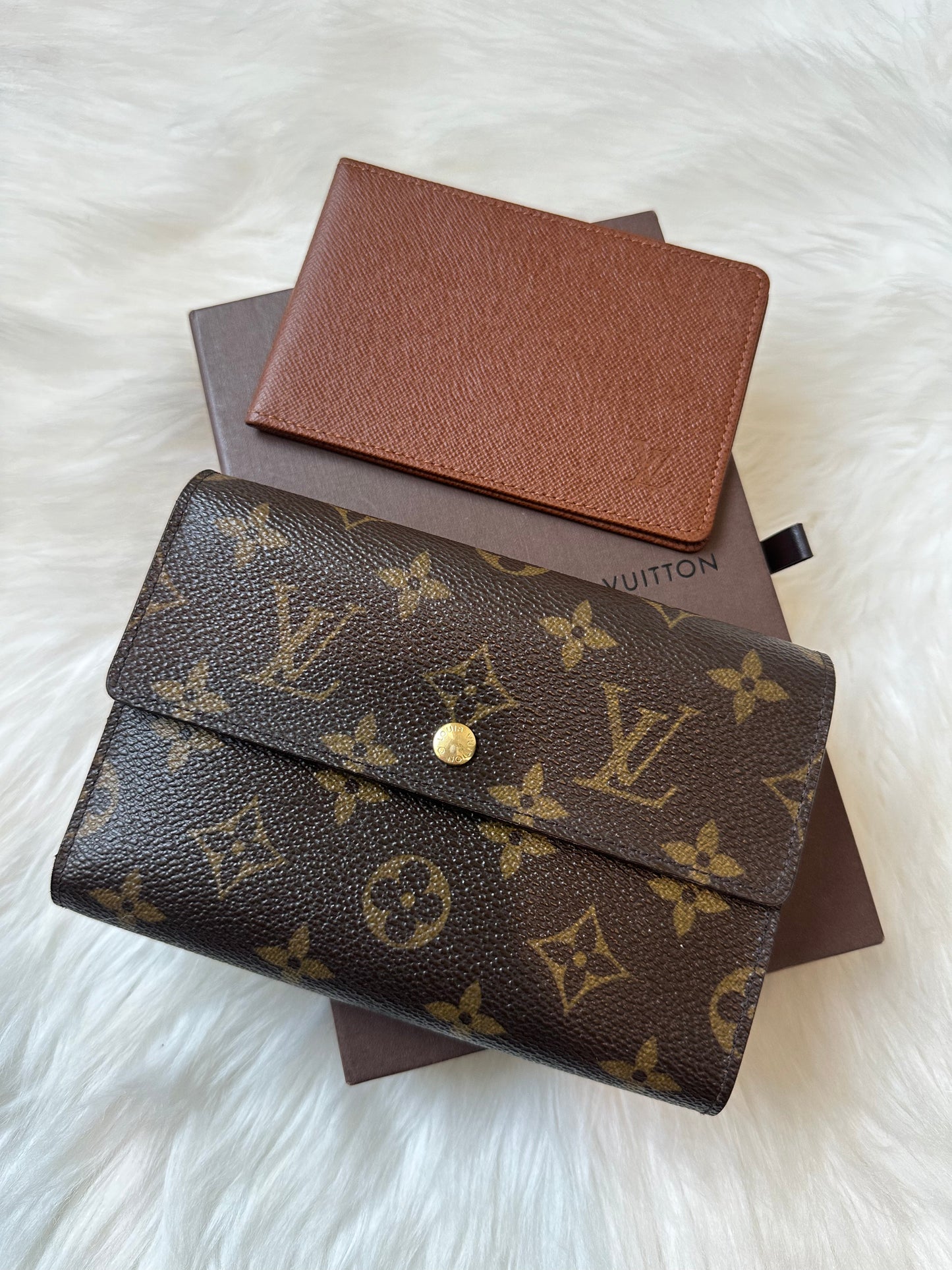 Pre-owned Authentic Louis Vuitton Porte Tresor Etui Papier Monogram Trifold Wallet