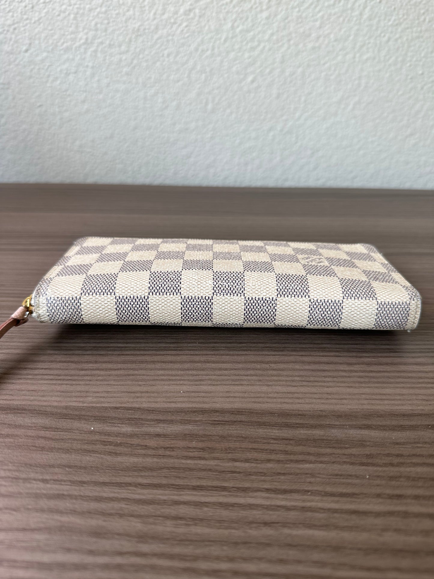 Pre-owned Authentic Louis Vuitton Damier Azur Clemence Zippy Long Wallet