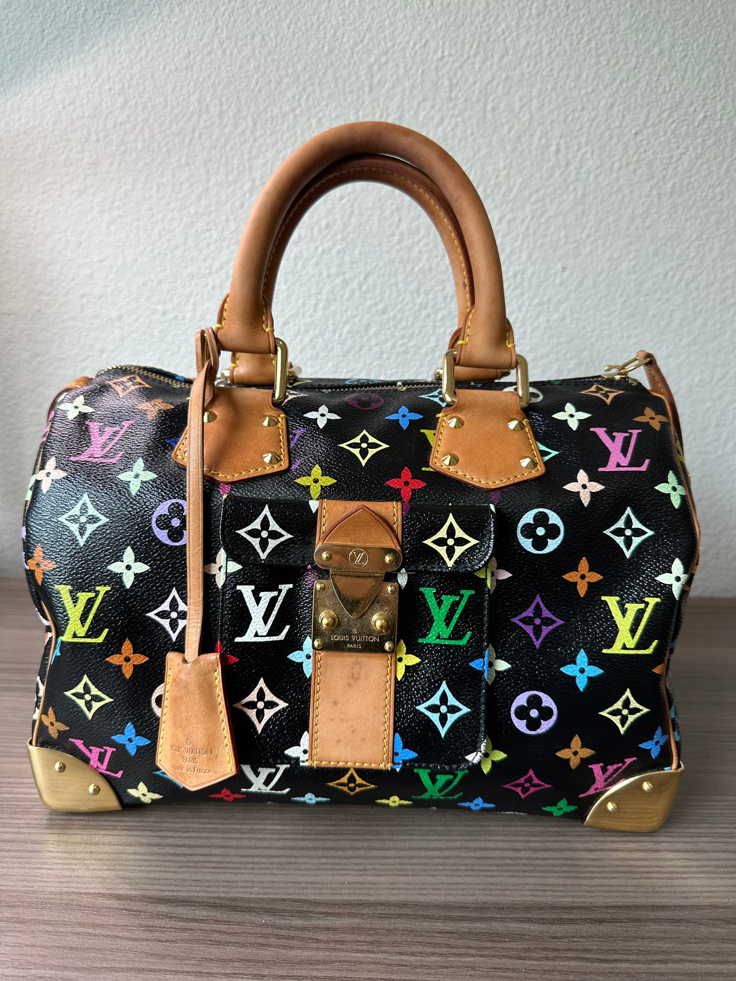 Pre-owned Authentic Louis Vuitton Speedy 30 Monogram Multicolor Black Handbag