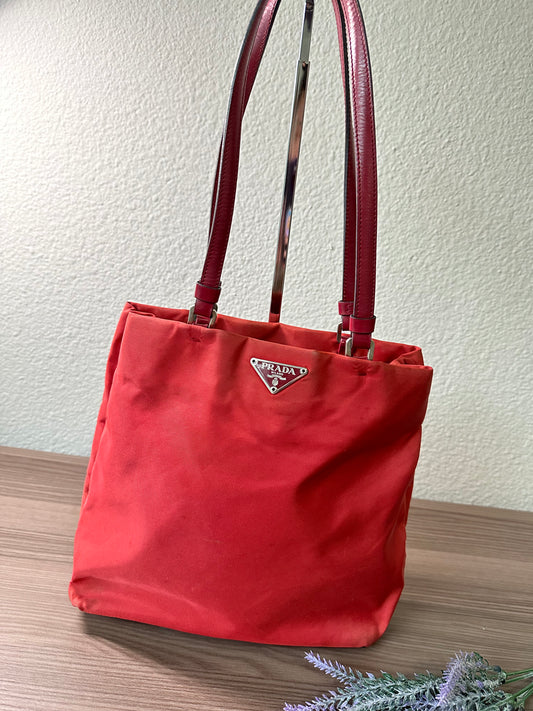 Pre-owned Authentic Prada Nylon Red Shoulder Bag