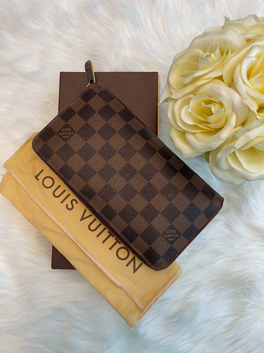 Pre-owned Louis Vuitton Damier Ebene Zippy Organiser Long Wallet